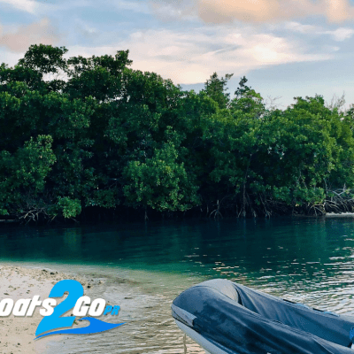 an empty boat in the water